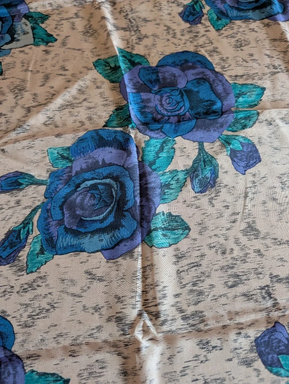 Blue Floral Square Scarf
